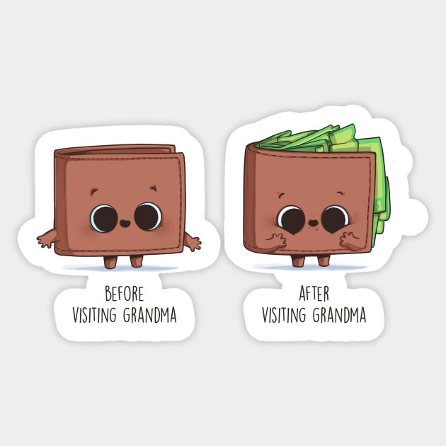 Before and After Visiting Grandma (wallet) Sticker by Naolito